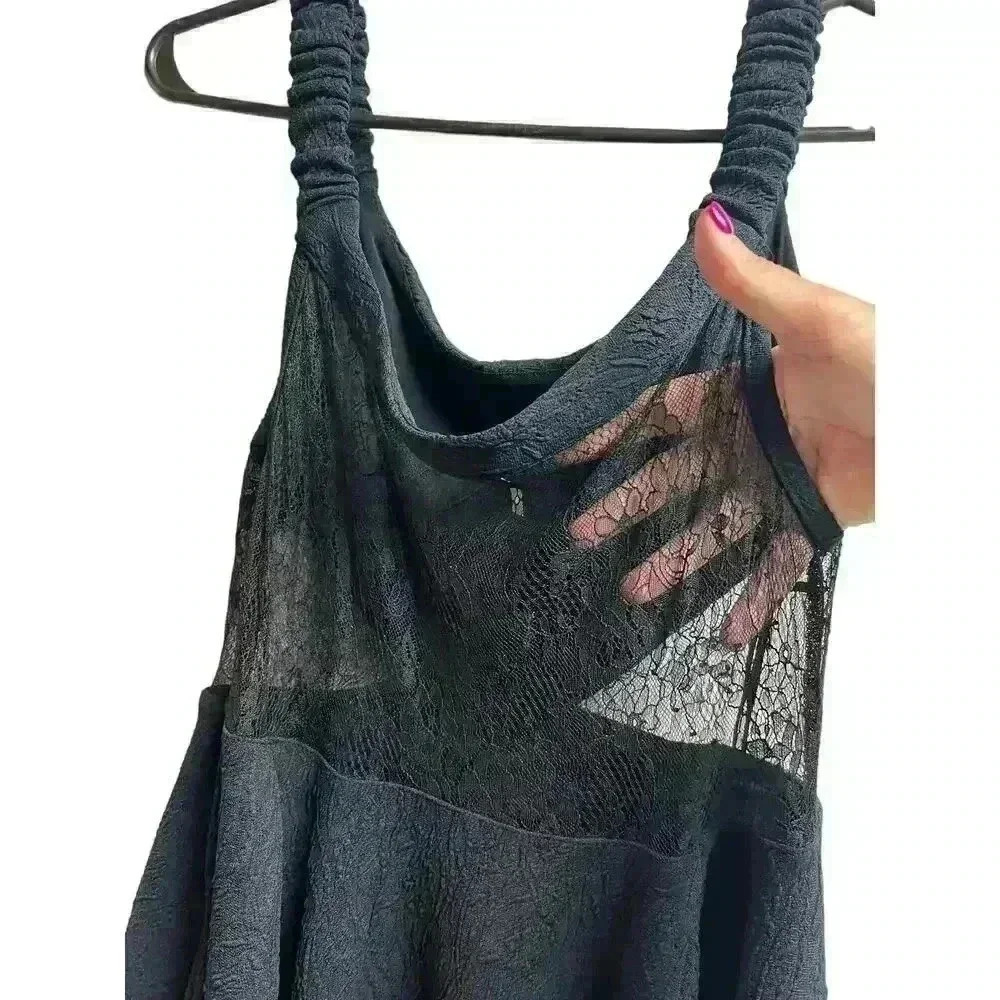 Free People Brooklyn Lace Mini Dress Black Stretchy Straps Medium - Picture 7 of 11